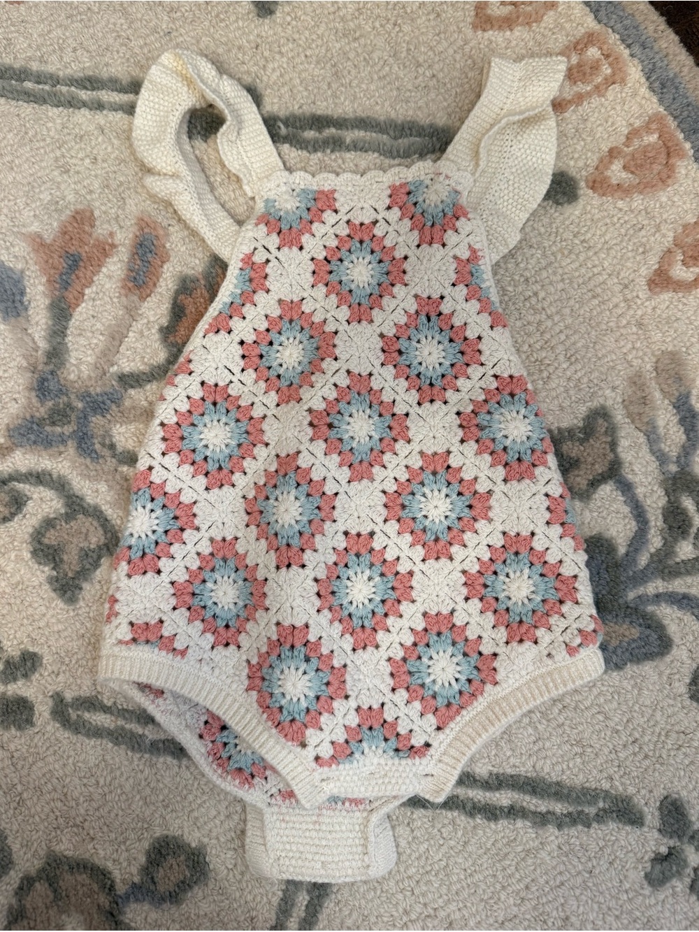 Zara Baby knit romper in Cream, Pink & Blue